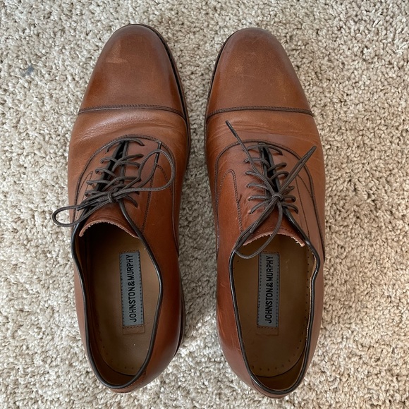 Johnston & Murphy cap toe lace up brown dress shoes - Picture 3 of 6